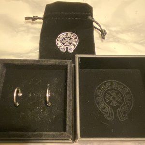 Sold-Chrome Hearts Original Silver Loop Earrings W/Spike Tip